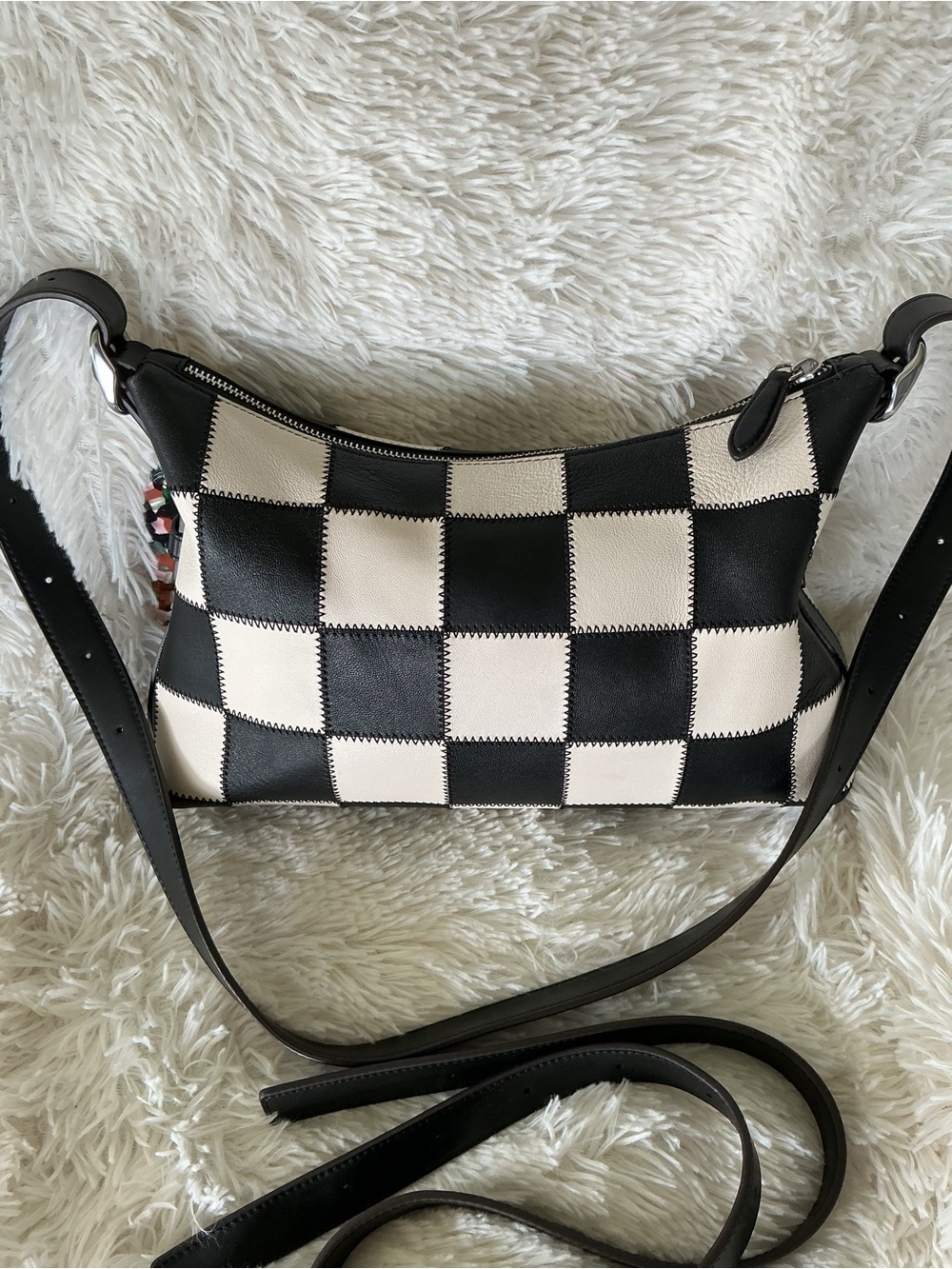 Coachtopia Checker Leather Shoulder Bag in Black and White - Picture 3 of 9